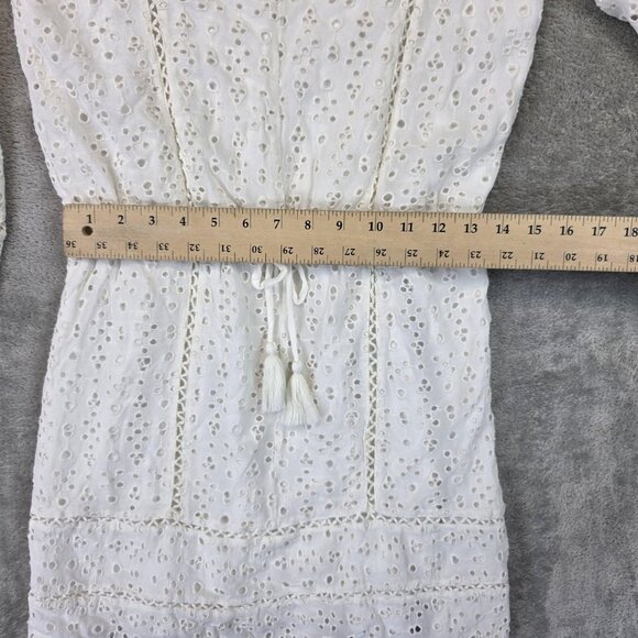 Joie Dress Womens Extra Small White Eyelet Lace Tassel Lined Viscose Boho Mini - Picture 7 of 10